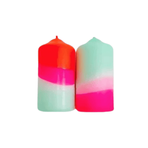 Dip Dye Neon Pillar Candle Pair
