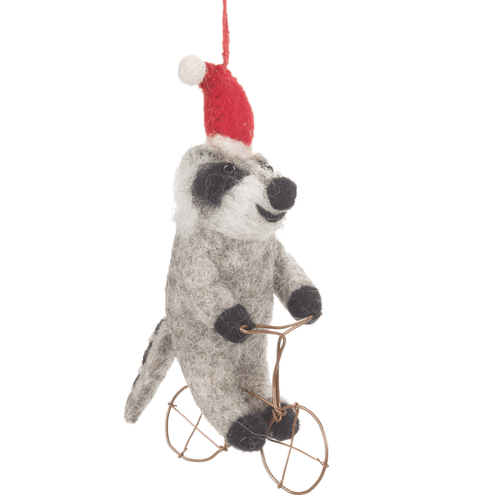 Raccoon on a bike Hanging Decoration