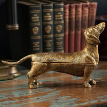 Antique Brass Dog Trinket Box