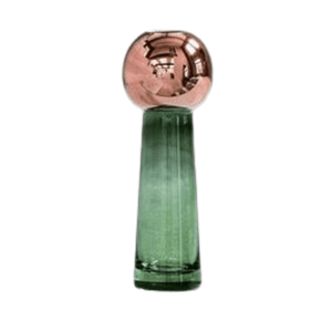 Gold Globe Green Glass Vase