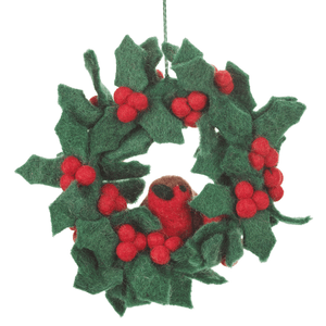 Mini Mistletoe Wreath with Robin Felt Decoration